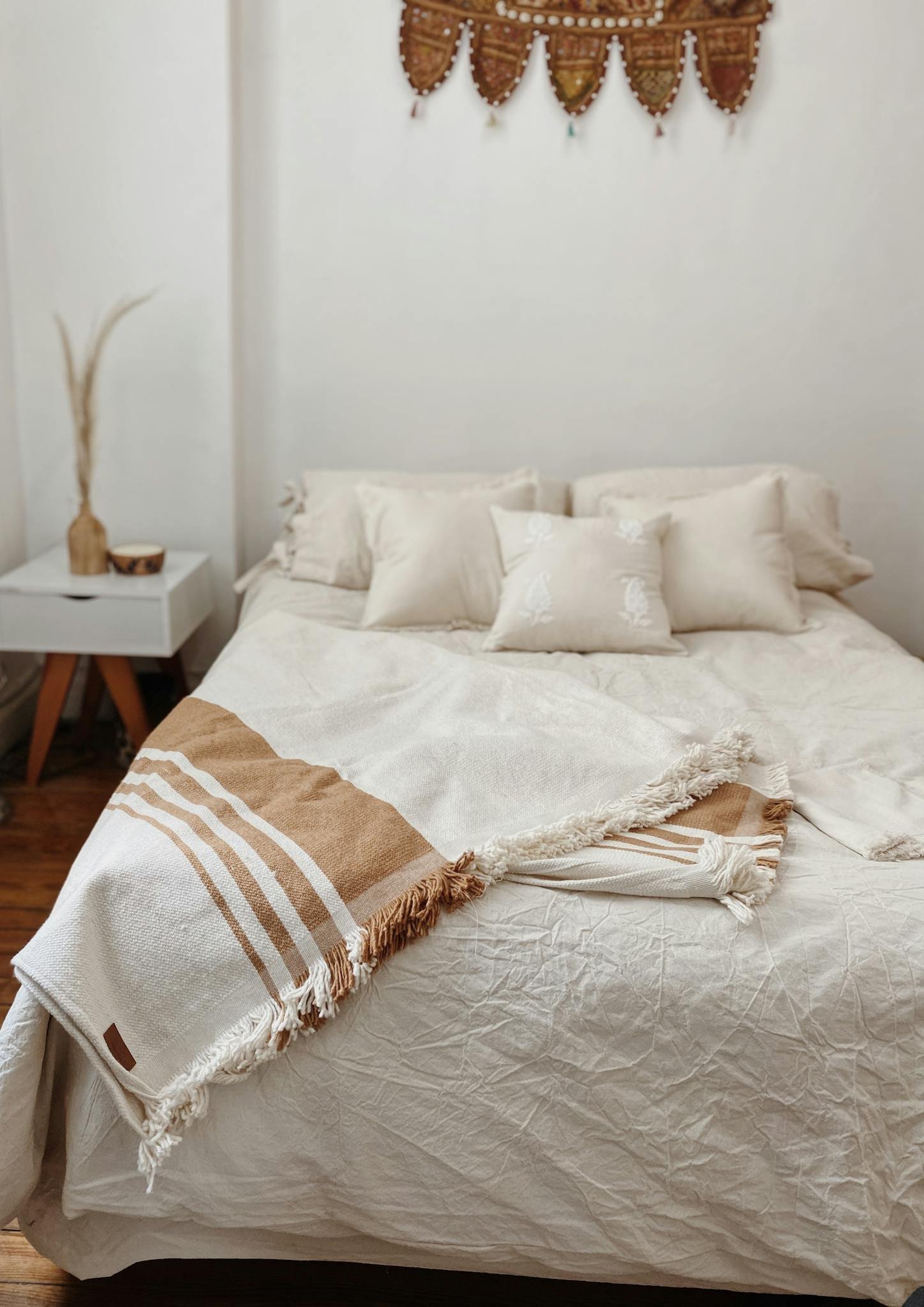 A Bed Linen with Pillows